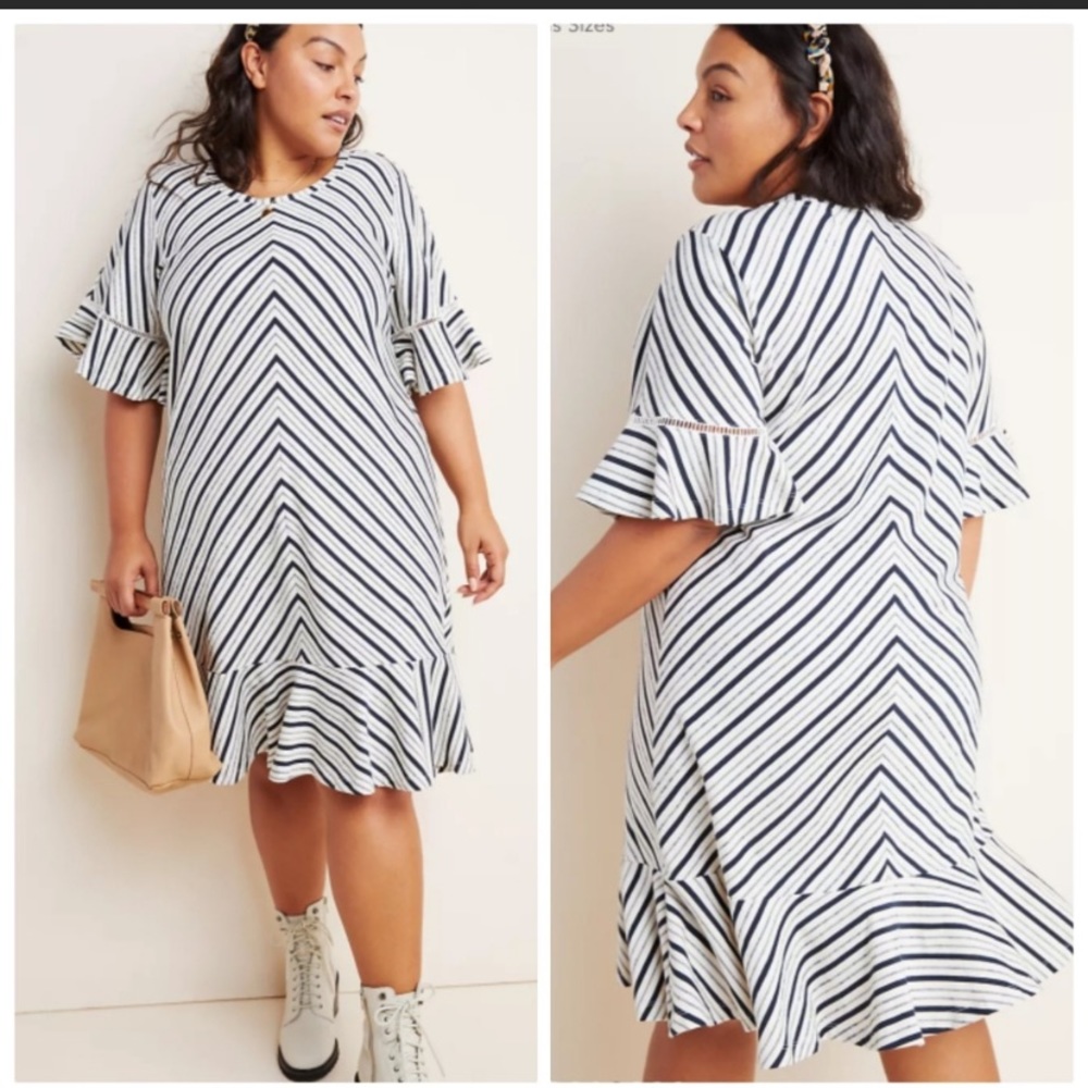 Plus Anthropologie Maeve Galena Flounced Tunic